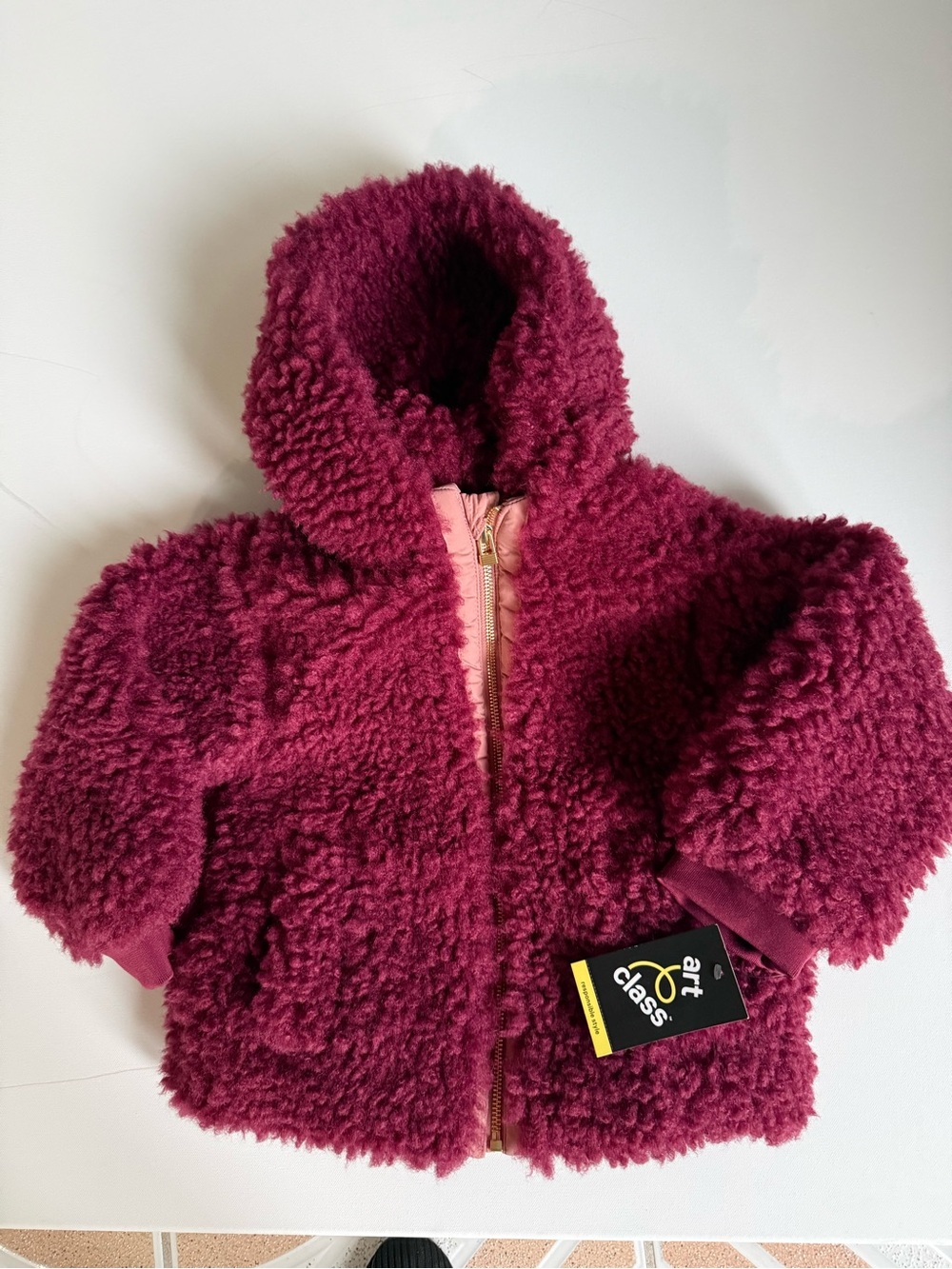 art class plum mauve sherpa zip jacket with gold zipper